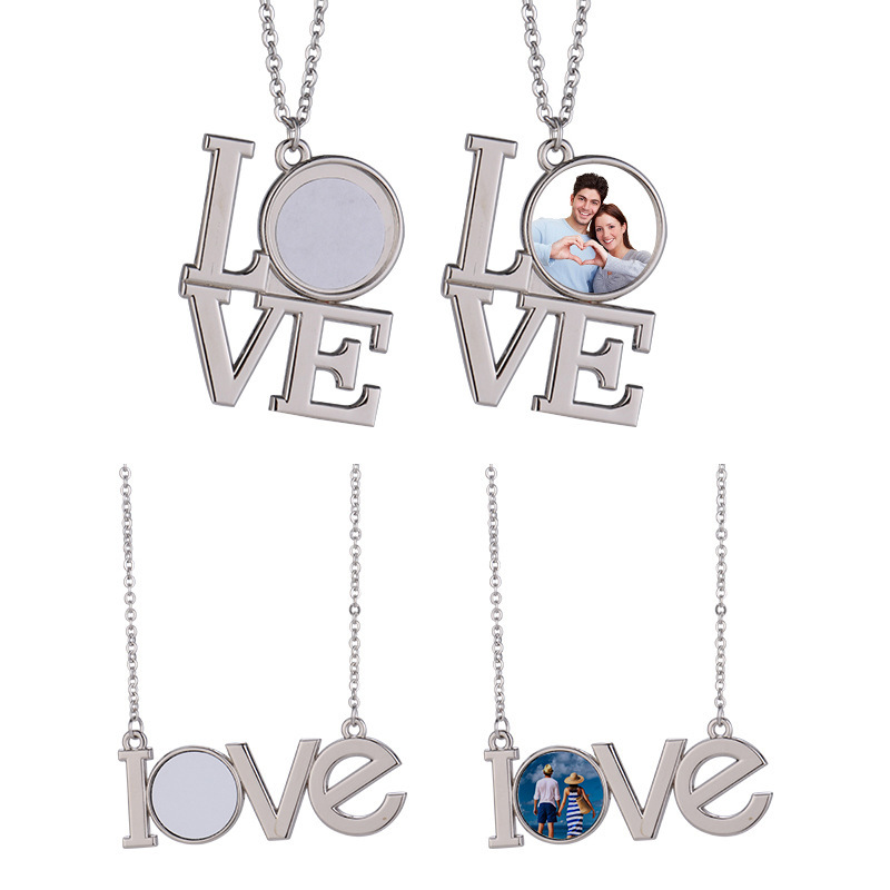 CHINESE WAREHOUSE Valentine's Day LOVE Sublimation Blank Necklack