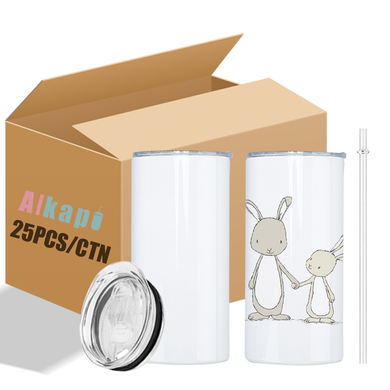 USA RTS 12oz Sublimation Blank Tumbler With Plastic Straw