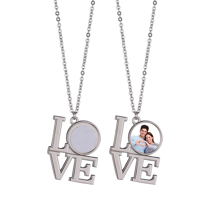 CHINESE WAREHOUSE Valentine's Day LOVE Sublimation Blank Necklack