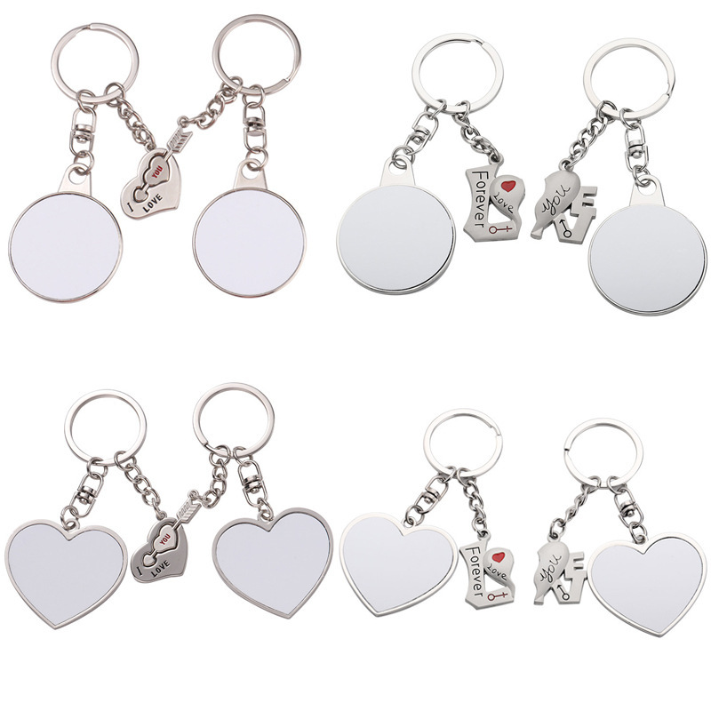 CHINESE WAREHOUSE Valentine's Day A Pair Heart Sublimation Blank Keychain