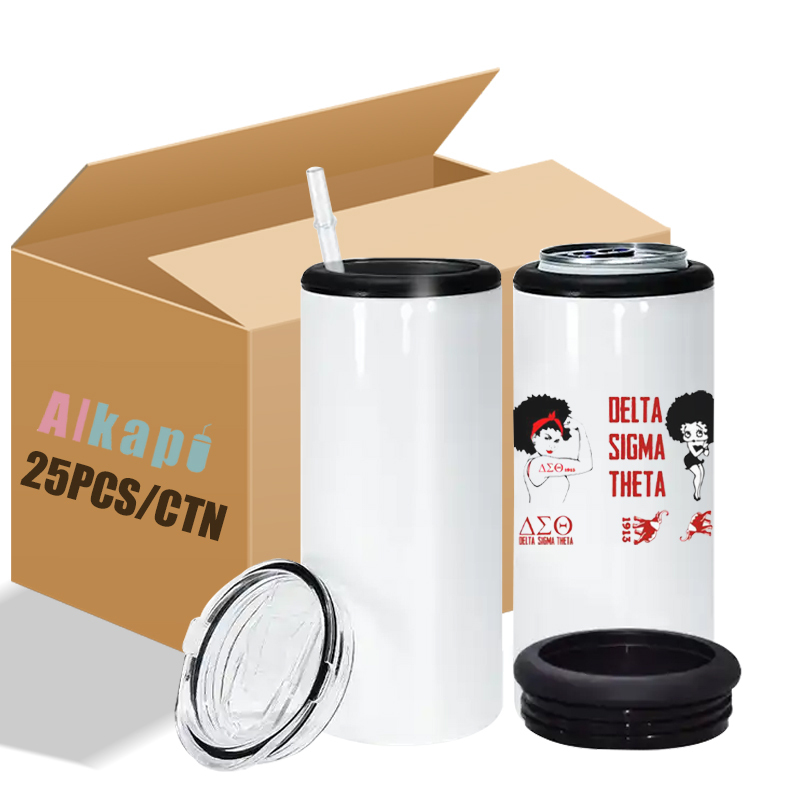 USA RTS 16oz Sublimation Blank 4 in 1 Can Cooler With Dual Lid
