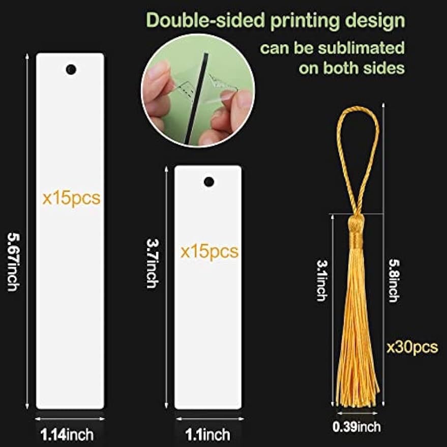 CHINESE WAREHOUSE Sublimation Bookmark with Tassel