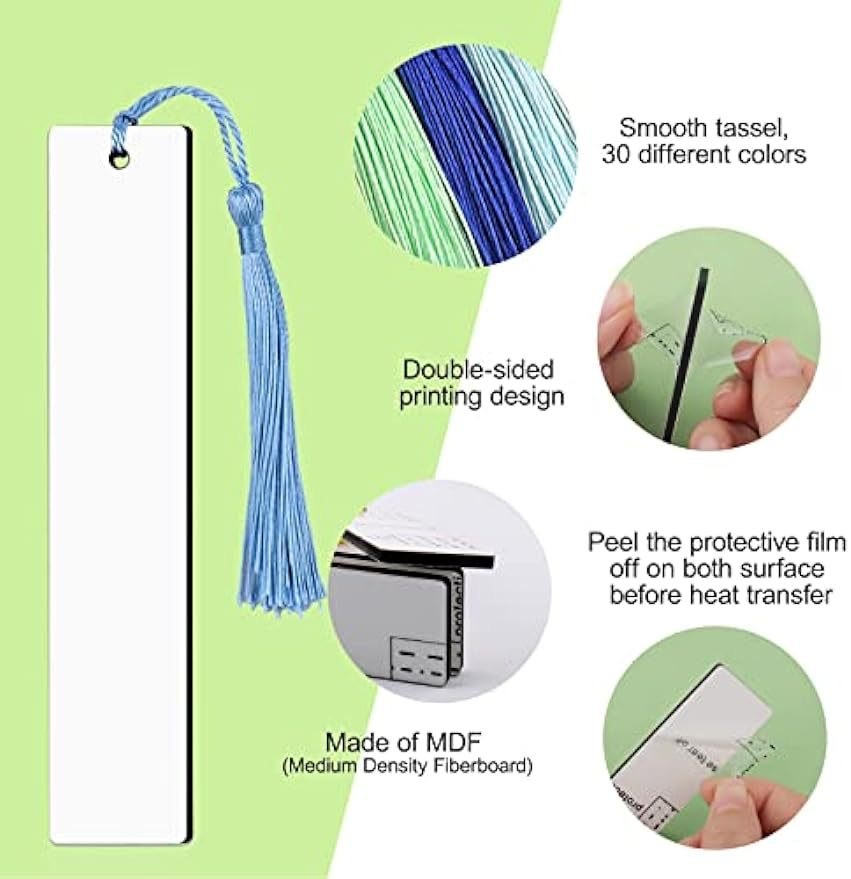 CHINESE WAREHOUSE Sublimation Bookmark with Tassel