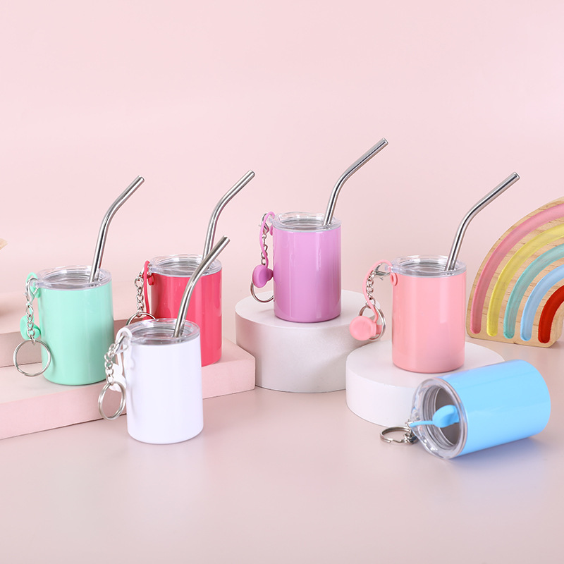 CHINESE WAREHOUSE 3oz Mini Sublimation Stainless Steel Tumbler with Keychain