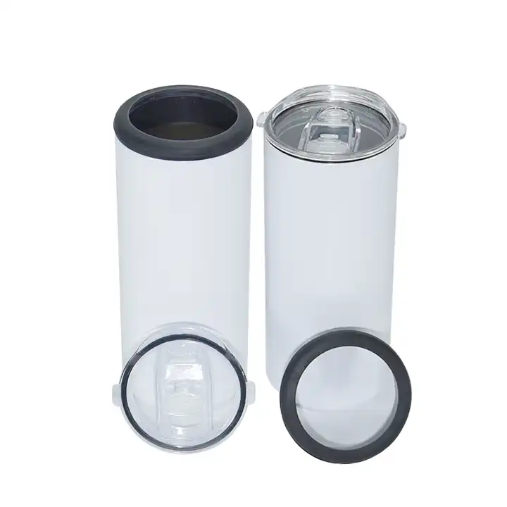 USA RTS 16oz Sublimation Blank 4 in 1 Can Cooler With Dual Lid