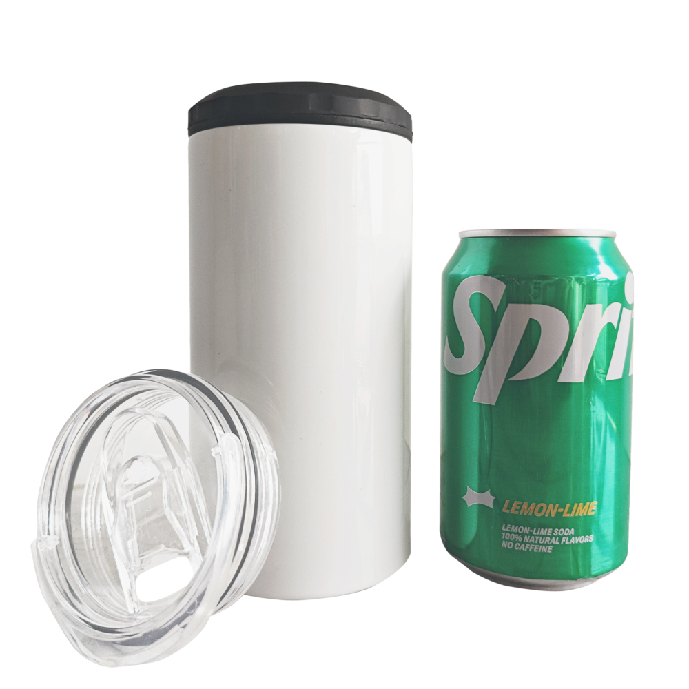 USA RTS 16oz Sublimation Blank 4 in 1 Can Cooler With Dual Lid
