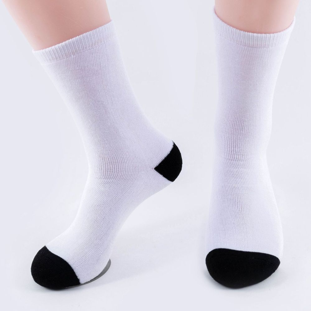 CHINESE WAREHOUSE Sublimation White Blank Printing Crew Polyester Cotton Socks Mix Style And Size
