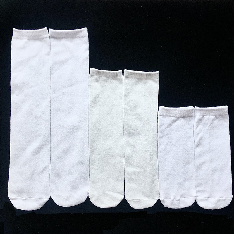 CHINESE WAREHOUSE Sublimation White Blank Printing Crew Polyester Cotton Socks Mix Style And Size