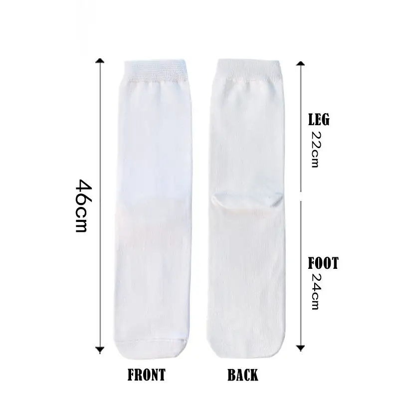 CHINESE WAREHOUSE Sublimation White Blank Printing Crew Polyester Cotton Socks Mix Style And Size