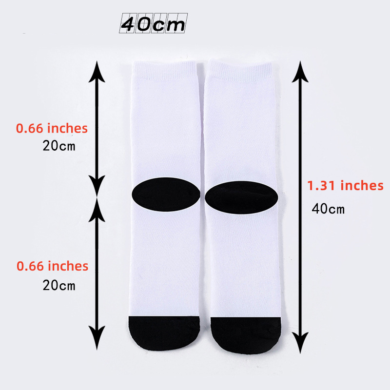 CHINESE WAREHOUSE Sublimation White Blank Printing Crew Polyester Cotton Socks Mix Style And Size