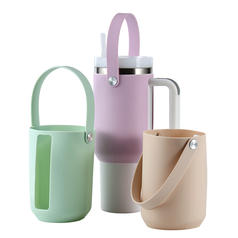 CHINESE WAREHOUSE 2024 New Flexible Easy Takeout Tumbler Blank Cup Accessories Silicone Sleeve Carrier With Handle