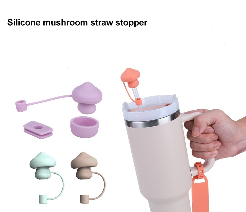 CHINESE WAREHOUSE 10mm Food Grade Silicone Mushroom Straw Topper Covers