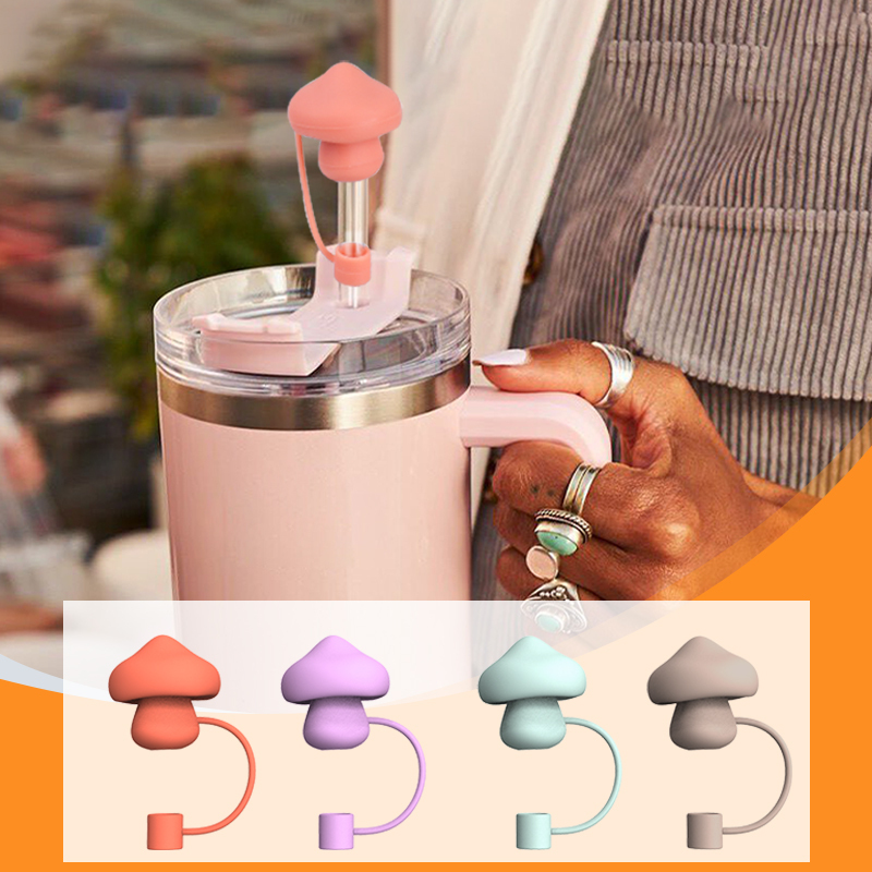 CHINESE WAREHOUSE 10mm Food Grade Silicone Mushroom Straw Topper Covers