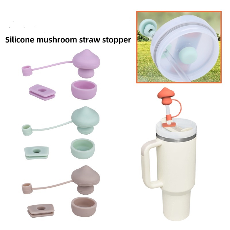CHINESE WAREHOUSE 10mm Food Grade Silicone Mushroom Straw Topper Covers