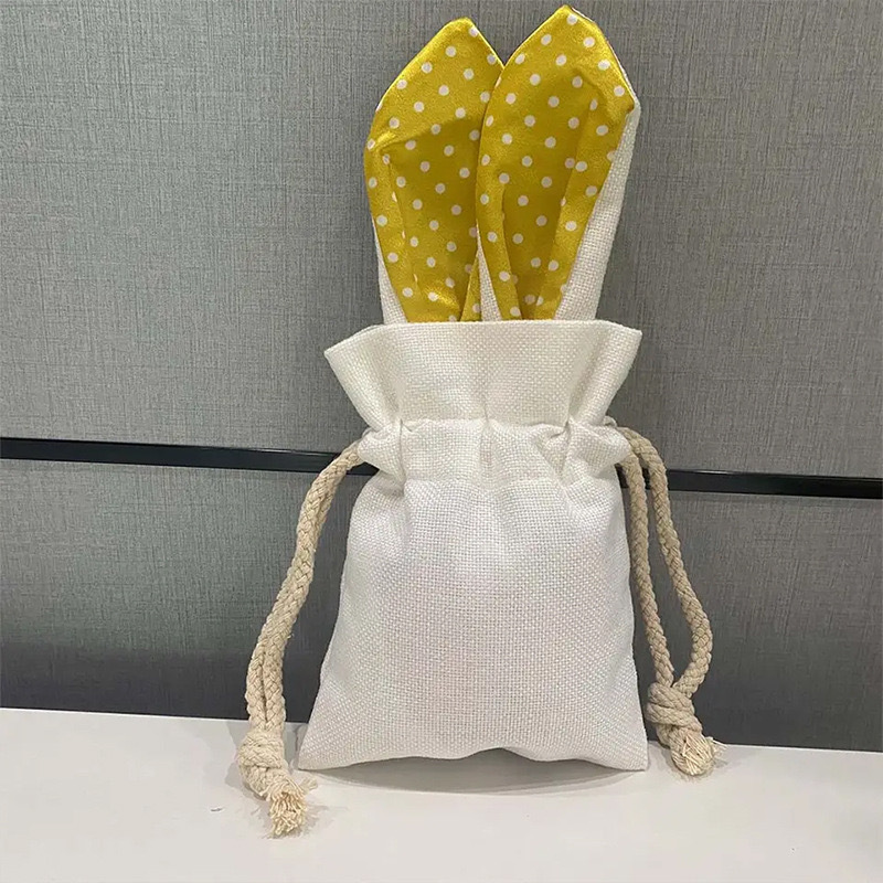 CHINESE WAREHOUSE Drawstring Easter Sublimation Bunny Ear Candy Bags