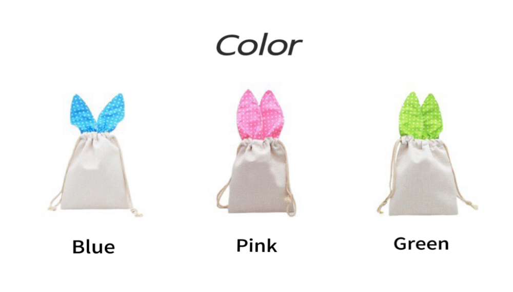 CHINESE WAREHOUSE Drawstring Easter Sublimation Bunny Ear Candy Bags