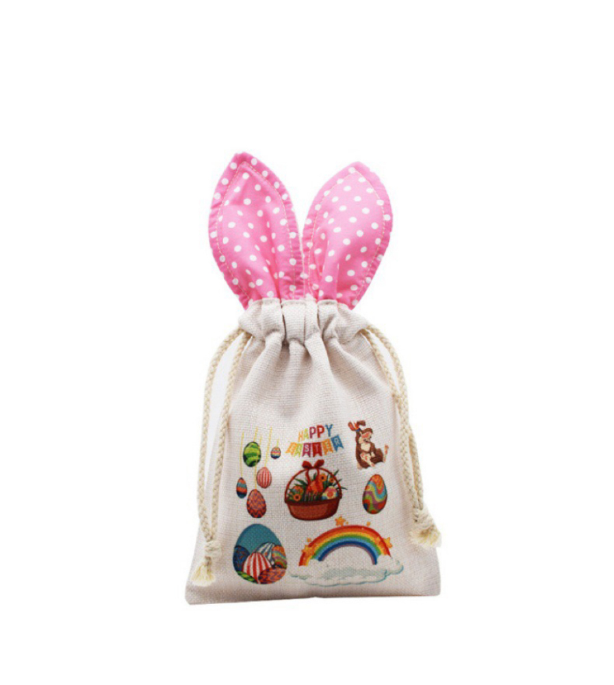 CHINESE WAREHOUSE Drawstring Easter Sublimation Bunny Ear Candy Bags