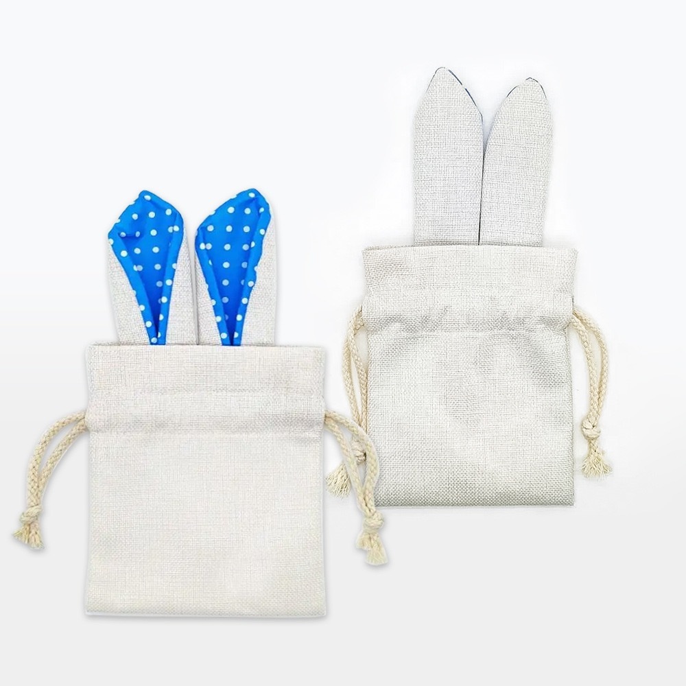 CHINESE WAREHOUSE Drawstring Easter Sublimation Bunny Ear Candy Bags