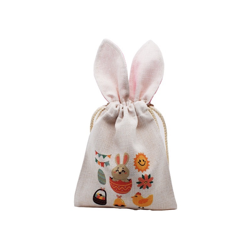 CHINESE WAREHOUSE Drawstring Easter Sublimation Bunny Ear Candy Bags