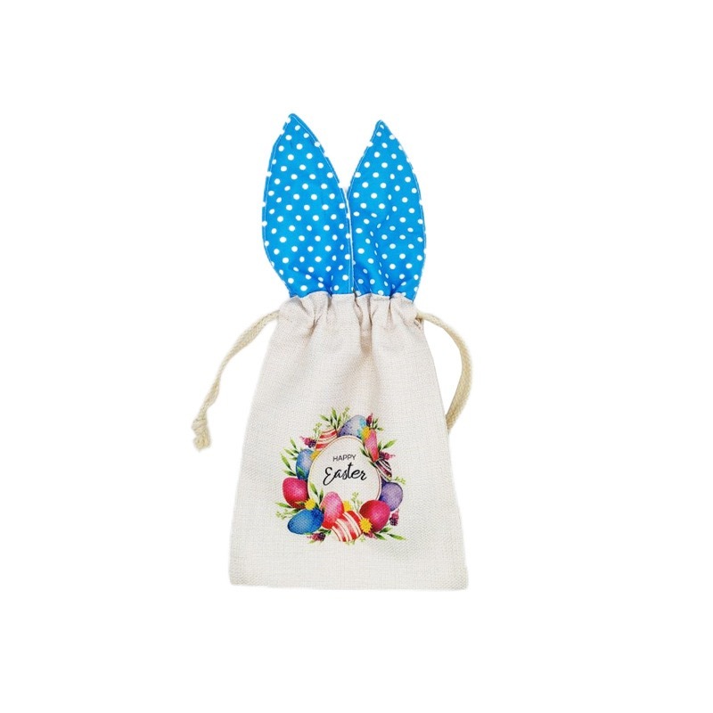 CHINESE WAREHOUSE Drawstring Easter Sublimation Bunny Ear Candy Bags