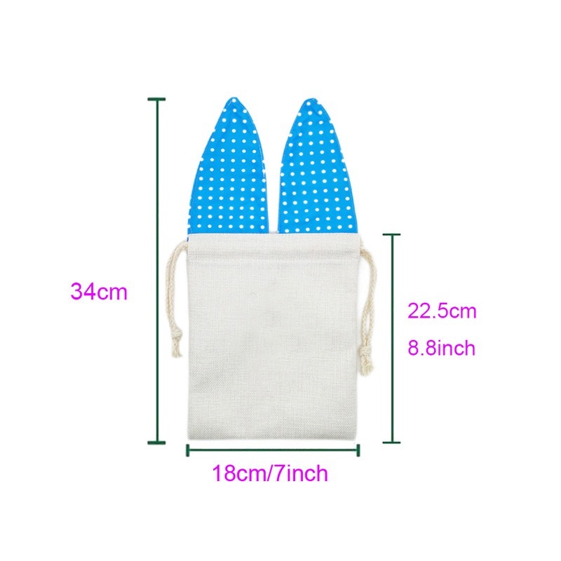 CHINESE WAREHOUSE Drawstring Easter Sublimation Bunny Ear Candy Bags
