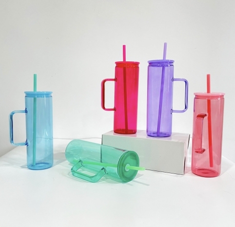 CHINESE WAREHOUSE 20oz Colorful Sublimation Glass Tumbler With Handle
