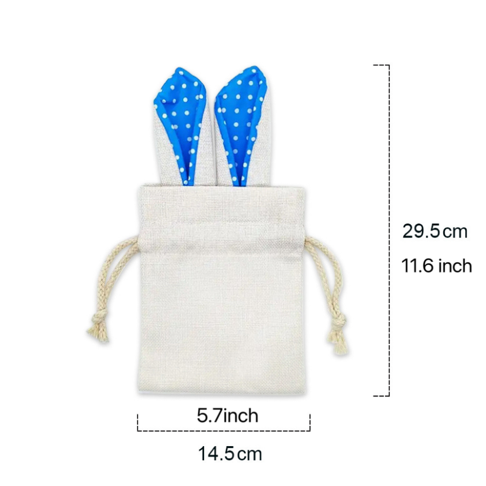 CHINESE WAREHOUSE Drawstring Easter Sublimation Bunny Ear Candy Bags
