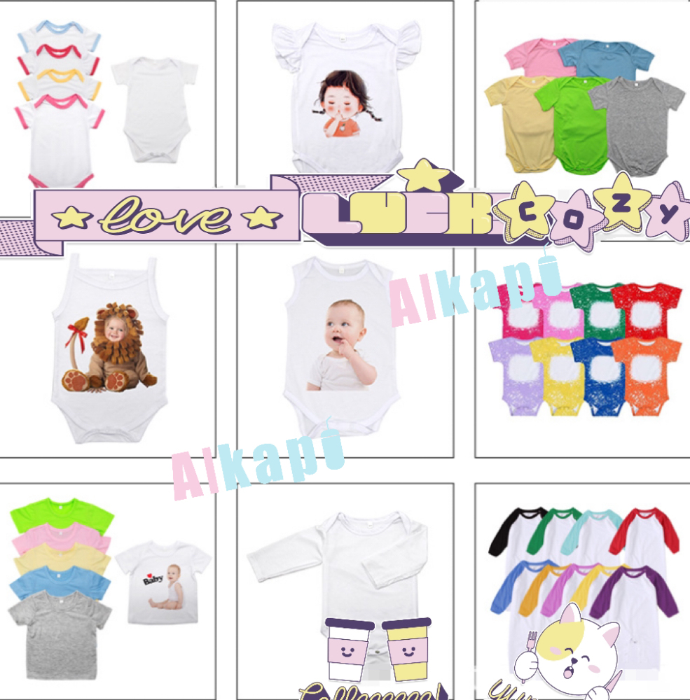 CHINESE WAREHOUSE Sublimation Baby Onesies Baby Shirts 0-24 Month Stocked