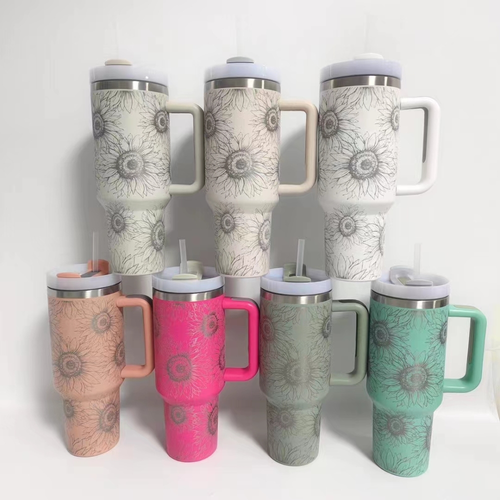 CHINESE WAREHOUSE 40oz V2 Sunflower Powder Coated Tumbler
