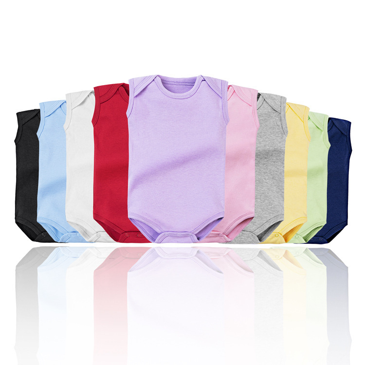 CHINESE WAREHOUSE Sleeveless Crawler Suit For Baby Cotton Fiber Onesies
