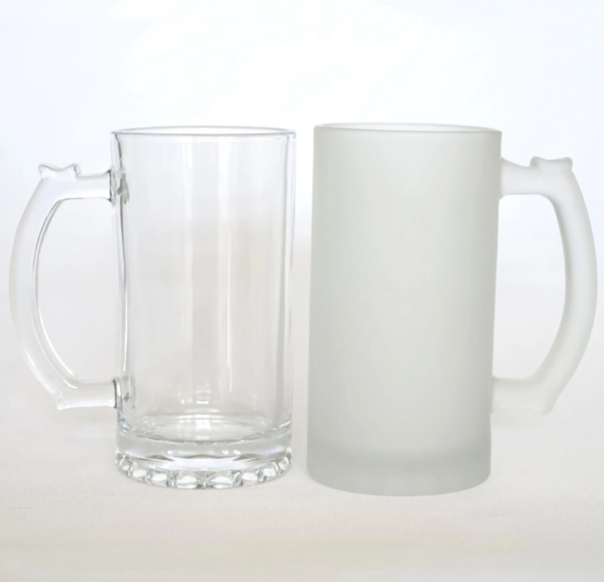 USA RTS 16oz Sublimation Frosted Clear Glass Beer Can With Handle