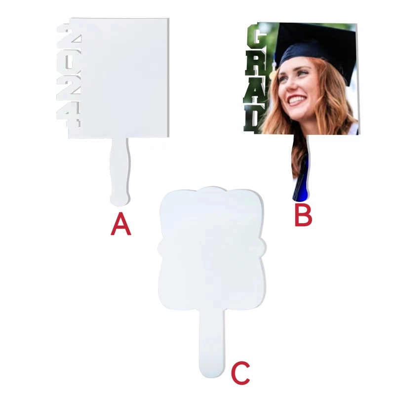 CHINESE WAREHOUSE Small Size 2024 Graduation Sublimation MDF Double-Sided Fan