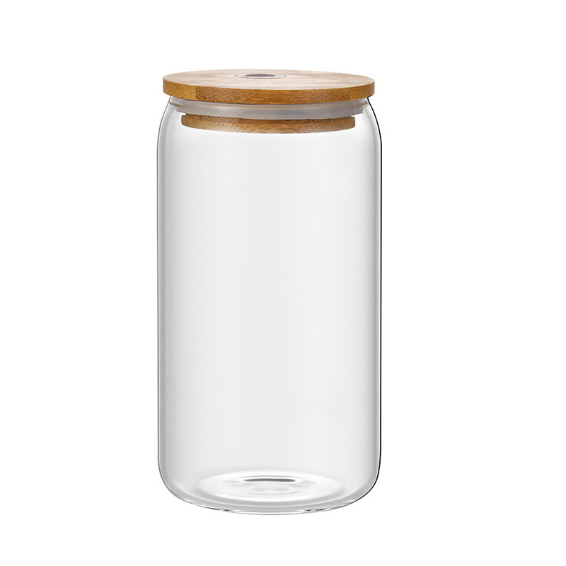 CHINESE WAREHOUSE 16oz Regular Clear Glass Beer Can Come With Glass Straw+Bursh+White Box