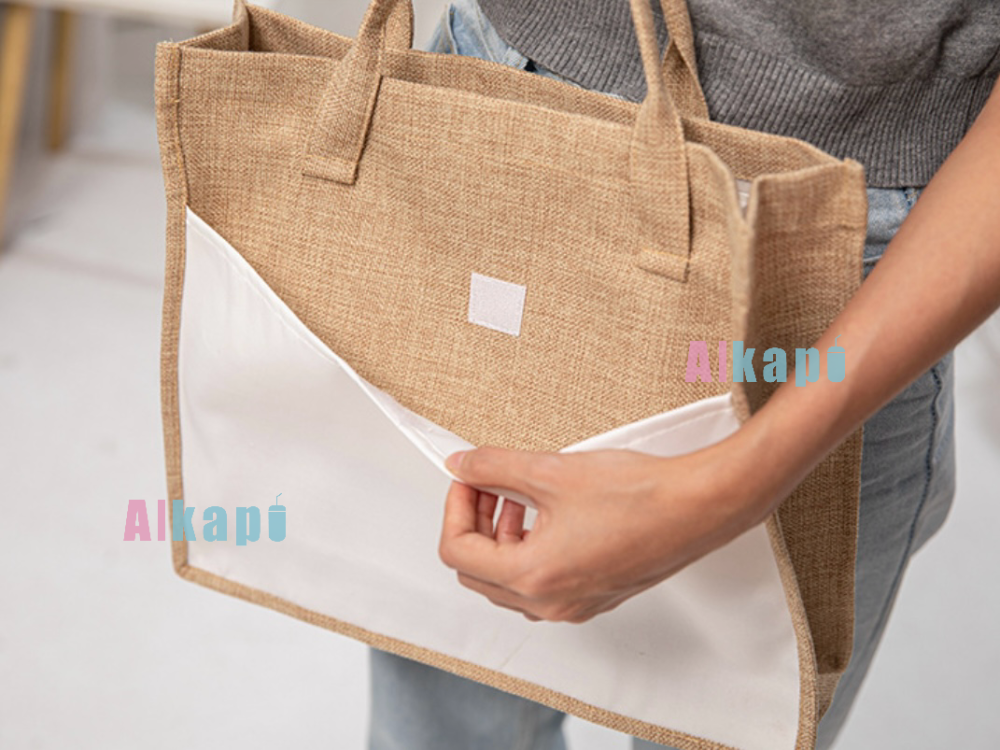CHINESE WAREHOUSE 15inch*12 inch*3.9 inch Sublimation Portable Burlap Bag Blank Storage Bag