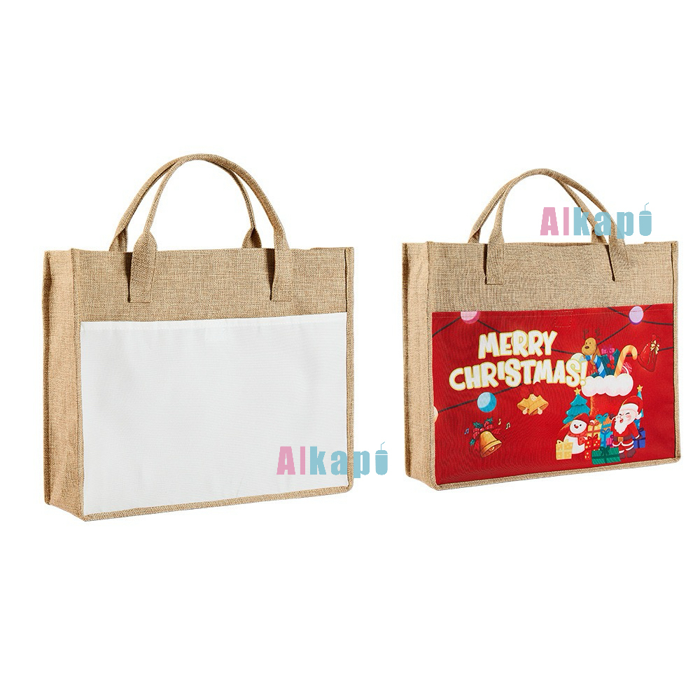 CHINESE WAREHOUSE 15inch*12 inch*3.9 inch Sublimation Portable Burlap Bag Blank Storage Bag