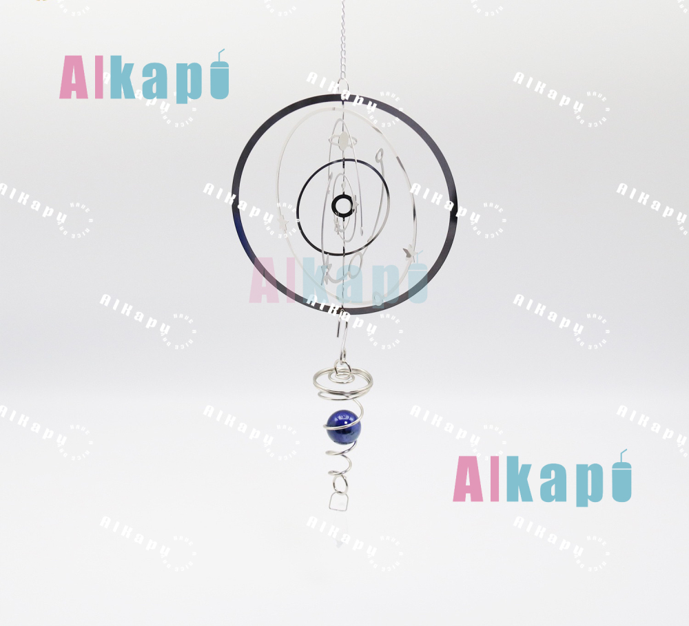 CHINESE WAREHOUSE 7 inch Stainless Steel Wind Chime Hanging Glass Ball Crystal Pendant Wind Tail