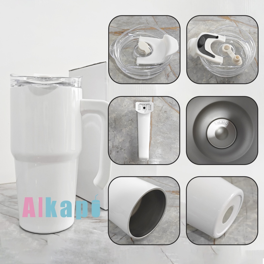 CHINESE WAREHOUSE 20oz White Blank Sublimation Tumbler with Lid