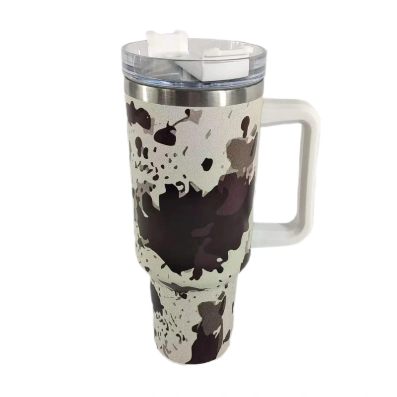 USA RTS 40oz V1 leopard print tumbler with handle