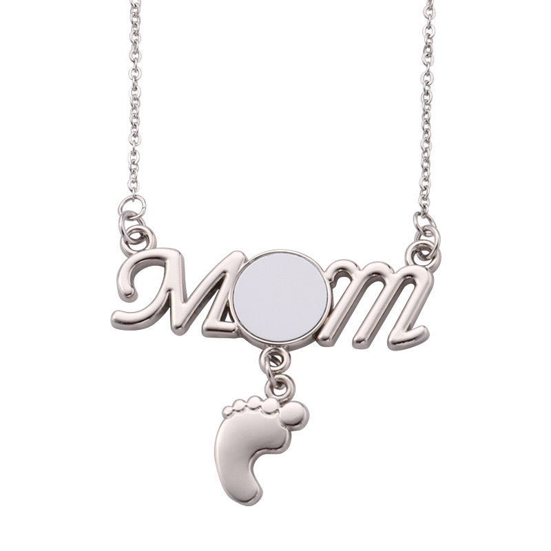 CHINESE WAREHOUSE Sublimation MOM Nacklace With Footprint