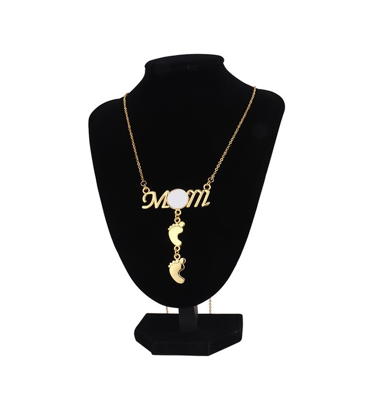 CHINESE WAREHOUSE Sublimation MOM Nacklace With Footprint