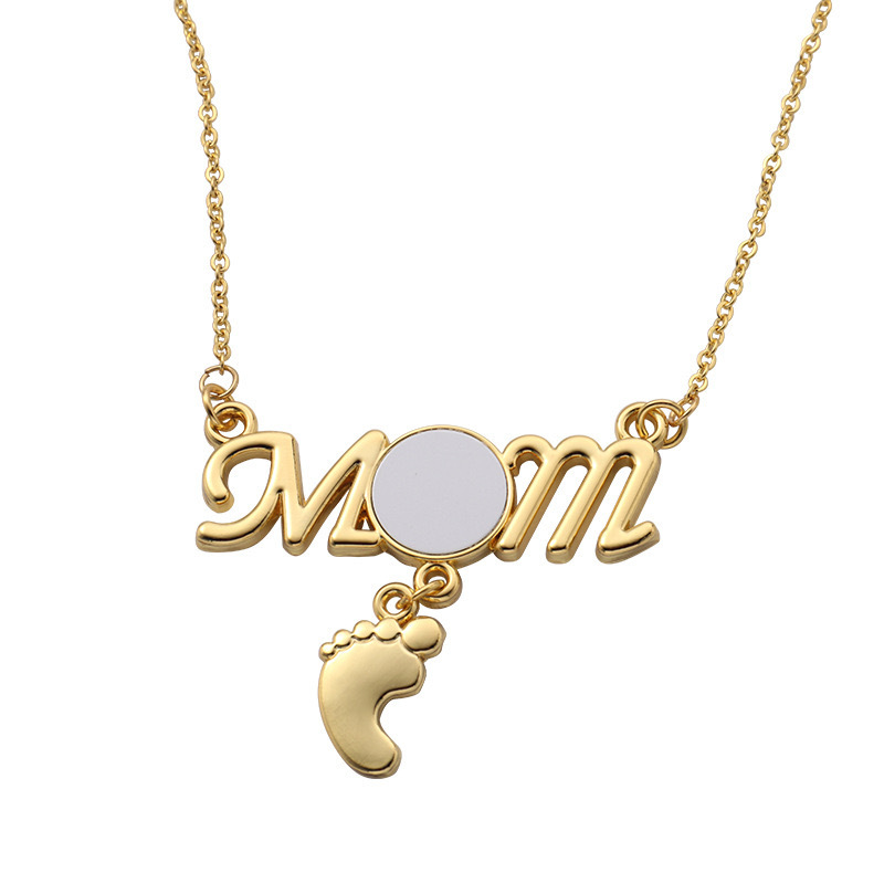 CHINESE WAREHOUSE Sublimation MOM Nacklace With Footprint