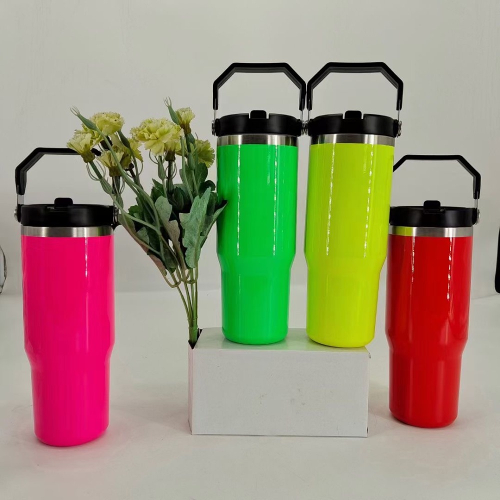 CHINESE WAREHOUSE 30oz 40oz Fluorescent Colors Hot sale Sublimation Travel Tumbler With Colorful Lid