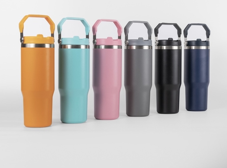 CHINESE WAREHOUSE 20oz 25oz 30oz High Quality Powder Coated Travel Tumblers With Handle