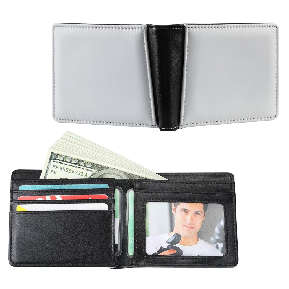 CHINESE WAREHOUSE Single Side/Double Side Sublimation PU Leather Men's Short Style Wallet Father's Day Gift