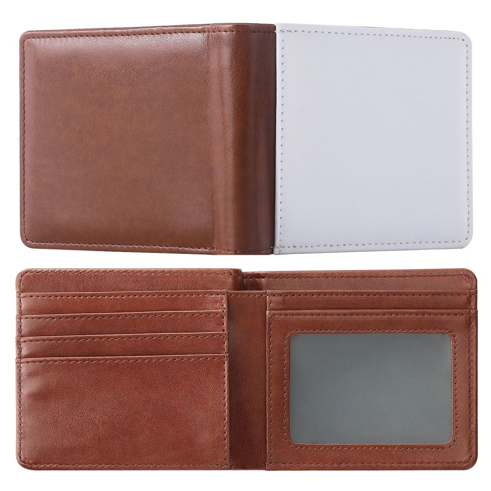 CHINESE WAREHOUSE Single Side/Double Side Sublimation PU Leather Men's Short Style Wallet Father's Day Gift