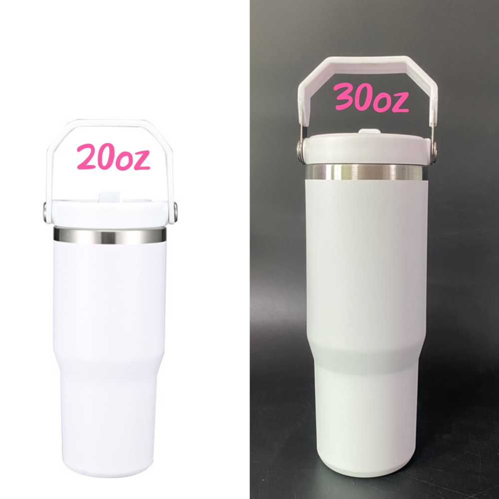 CHINESE WAREHOUSE Sublimation 20oz 30oz WhiteTumblers With Handle