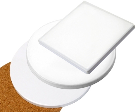 CHINESE WAREHOUSE Sublimation Ceramic Glossy Coaster With Cork