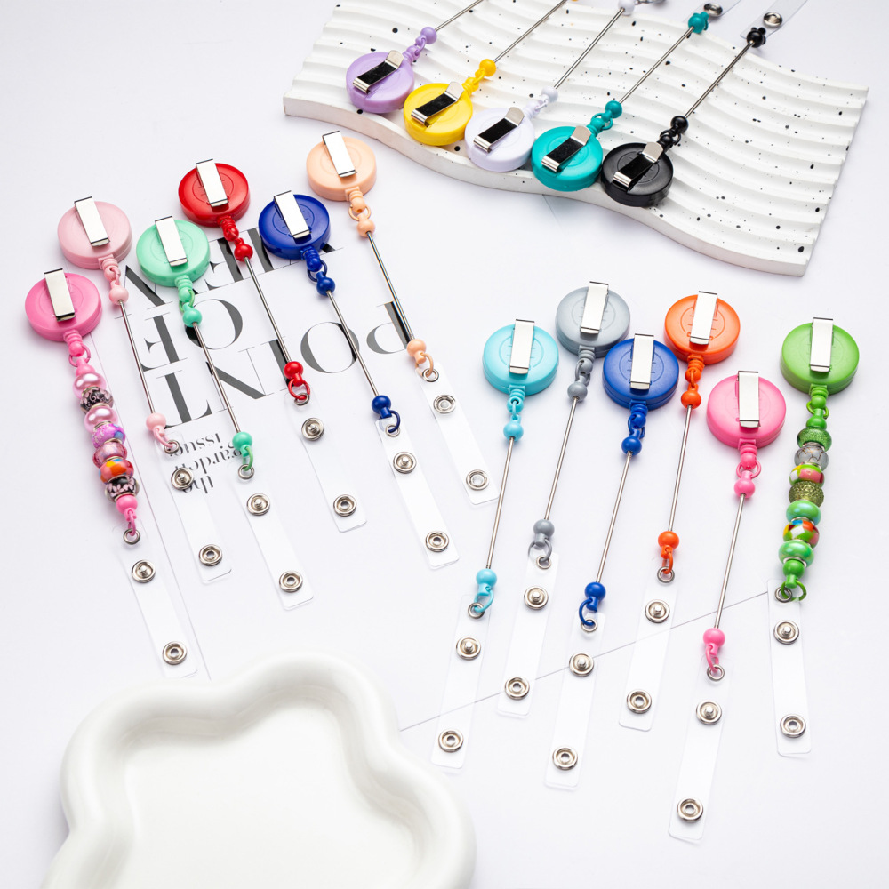 CHINESE WAREHOUSE Mix Colors Telescopic Easy-Pull Buckle DIY Bead Keychain Telescopic Buckle