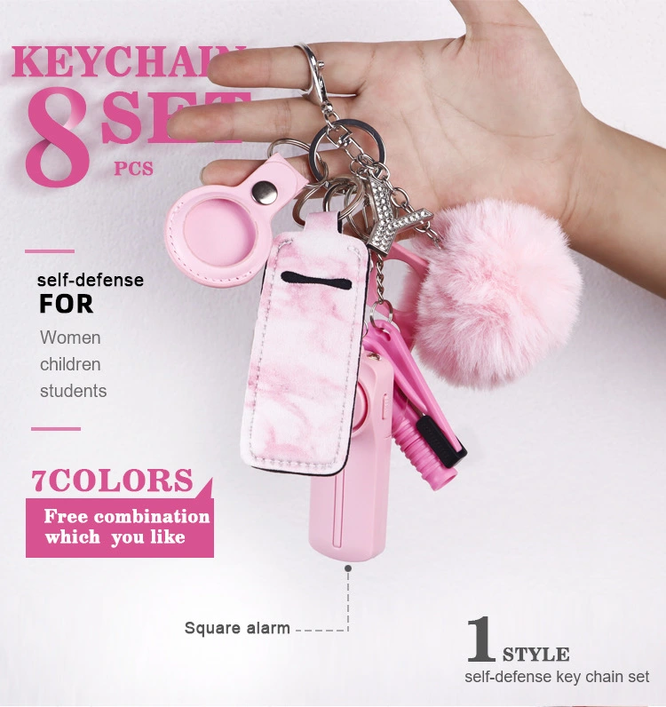 CHINESE WAREHOUSE Mix Colors Anti-wolf Suit Safety Keychains Alarms, Kubatons, Bottle Openers, Pepper Spray, Safety Whistles