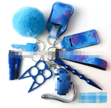 CHINESE WAREHOUSE Mix Colors Anti-wolf Suit Safety Keychains Alarms, Kubatons, Bottle Openers, Pepper Spray, Safety Whistles